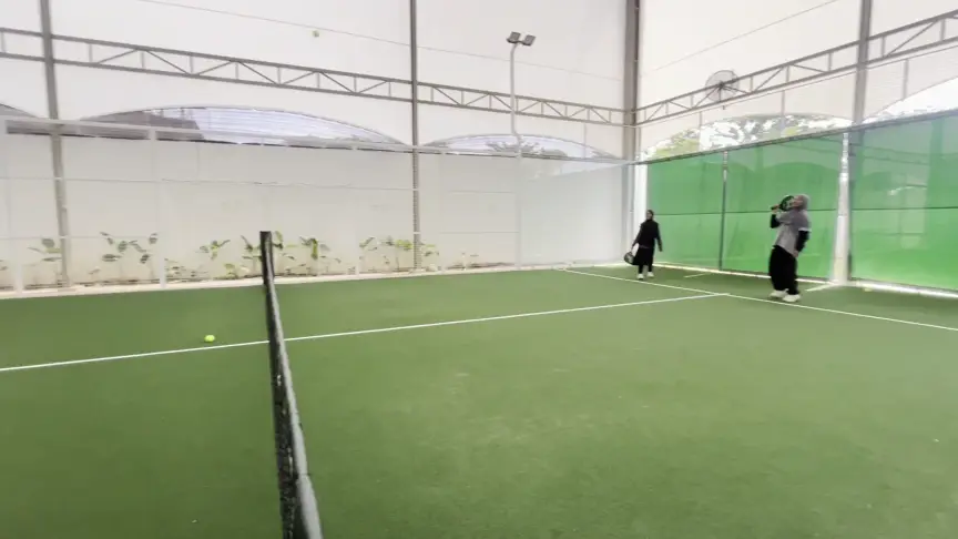 Court under the white canopy roof