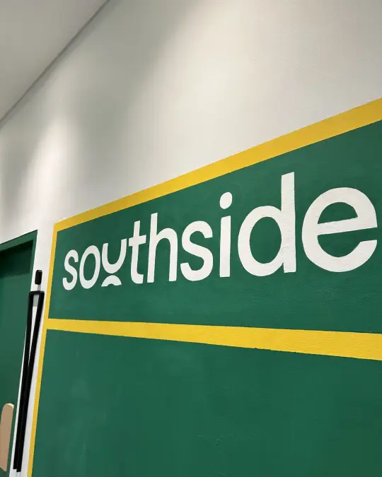 Southside lettering on the green wall